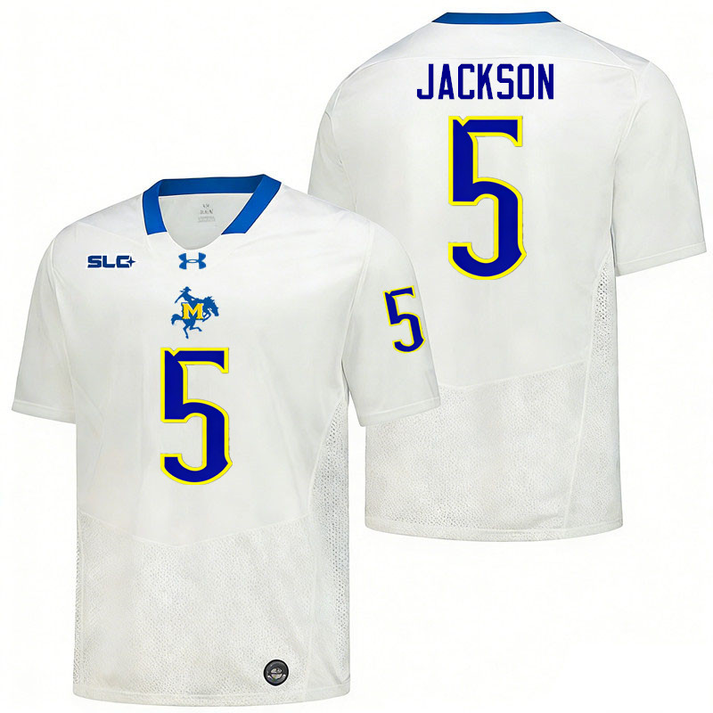 McNeese Cowboys #5 Josh Jackson College Football Jerseys,Uniforms-White